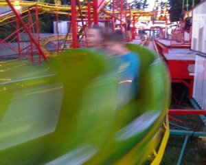 Nate and Amy on a roller coaster